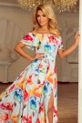  194-1 Long dress with frill - colorful painted flowers 