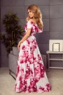  194-2 Long dress with frill - big pink flowers 