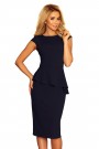  192-4 Elegant midi dress with frill - navy blue 