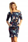  13-91 Sporty dress - colorful flowers on a dark blue background 