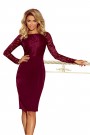  216-3 EMMA elegant pencil dress with lace - Burgundy color 