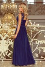  215-2 LEA long sleeveless dress with embroidered cleavage - dark blue 