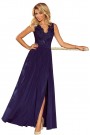  215-2 LEA long sleeveless dress with embroidered cleavage - dark blue 