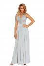  215-1 LEA long sleeveless dress with embroidered cleavage - silver color 