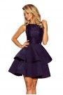  205-3 LAURA flared dress with lace - navy blue 