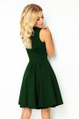  114-10 Flared dress - heart-shaped neckline - dark green 