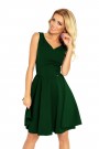  114-10 Flared dress - heart-shaped neckline - dark green 