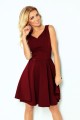  114-11 Flared dress - heart-shaped neckline - Burgundy color 