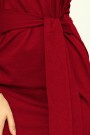  209-3 Dress with a wide tied belt - Burgundy color 