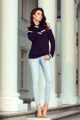  223-1 Comfortable sweatshirt with bare shoulders - navy blue 