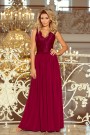  211-2 LEA long dress with lace neckline - Burgundy color 