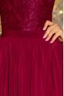  211-2 LEA long dress with lace neckline - Burgundy color 