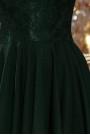  210-3 NICOLLE - dress with longer back with lace neckline - dark green 