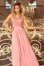  215-3 LEA long sleeveless dress with embroidered cleavage - pink 