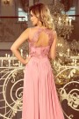  215-3 LEA long sleeveless dress with embroidered cleavage - pink 