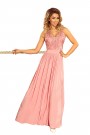  215-3 LEA long sleeveless dress with embroidered cleavage - pink 