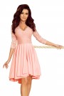  210-7 NICOLLE - dress with longer back with lace neckline - pastel pink 