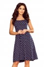  241-1 STELLA Dress with a neckline - dark blue in polka dots 