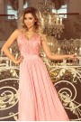  215-4 LEA long sleeveless dress with embroidered cleavage - pastel pink 