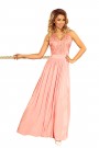  215-4 LEA long sleeveless dress with embroidered cleavage - pastel pink 