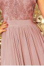  215-5 LEA long sleeveless dress with embroidered cleavage - TAUPE 