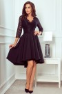  210-10 NICOLLE - dress with longer back with lace neckline - Black 
