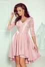  210-11 NICOLLE - dress with longer back with lace neckline - powder pink 