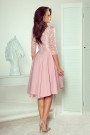  210-11 NICOLLE - dress with longer back with lace neckline - powder pink 