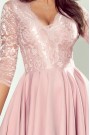  210-11 NICOLLE - dress with longer back with lace neckline - powder pink 