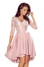  210-11 NICOLLE - dress with longer back with lace neckline - powder pink 