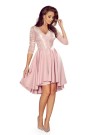  210-11 NICOLLE - dress with longer back with lace neckline - powder pink 