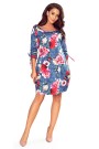  281-2 SOPHIE Comfortable Oversize dress - flowers on jeans 