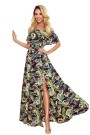  194-4 Long dress with frill - green leaves and gold chains 