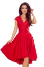  300-2 PATRICIA - dress with longer back with lace neckline - Red 