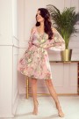  292-1 MARINA flimsy dress with a neckline - pink with flowers 