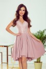  300-1 PATRICIA - dress with longer back with lace neckline - powder pink 