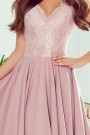  300-1 PATRICIA - dress with longer back with lace neckline - powder pink 