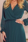  313-1 ISABELLE Pleated dress with neckline and long sleeve - green 