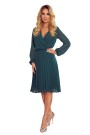  313-1 ISABELLE Pleated dress with neckline and long sleeve - green 