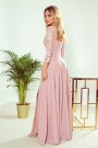  309-4 AMBER elegant lace long dress with a neckline - dirty pink 