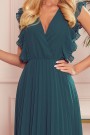  315-1 EMILY Pleated dress with frills and neckline - green 