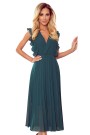  315-1 EMILY Pleated dress with frills and neckline - green 