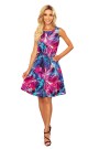  296-3 VICTORIA Trapezoidal dress with blue and pink flowers 