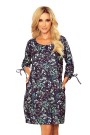  281-4 SOPHIE Comfortable Oversize dress - leaves on a dark background 