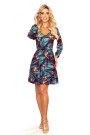  320-1 CORA dress with a neckline and a frill - colorful BUTTERFLIES 