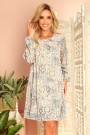  319-2 HANNAH chiffon dress with a neckline at the back - beige and blue boho pattern 