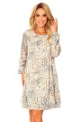  319-2 HANNAH chiffon dress with a neckline at the back - beige and blue boho pattern 