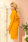  209-8 Dress with a wide tied belt - mustard 