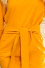  209-8 Dress with a wide tied belt - mustard 