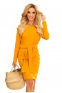  209-8 Dress with a wide tied belt - mustard 